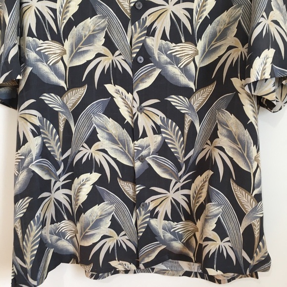 Axist Y2K Boho silk Hawaiian Tropical leaf print short sleeve button up shirt - Picture 4 of 15